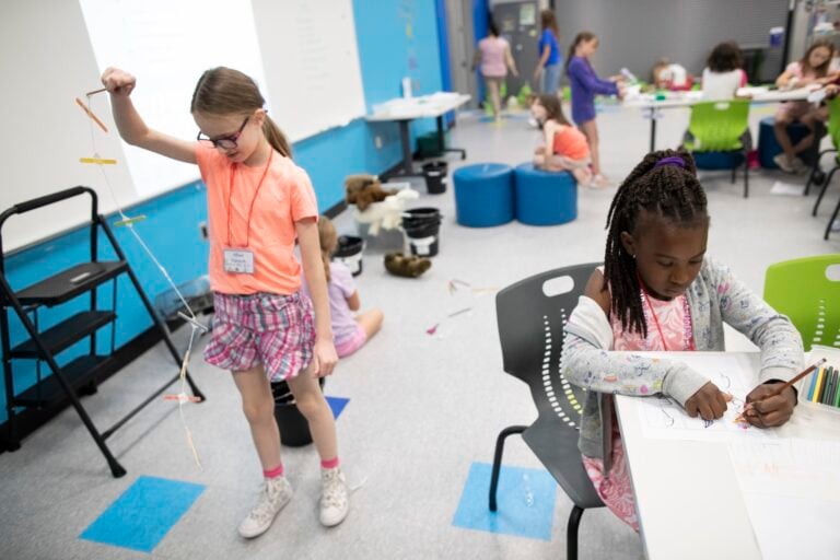 Two Girls in Summer Camp in the STEM Design Studios
