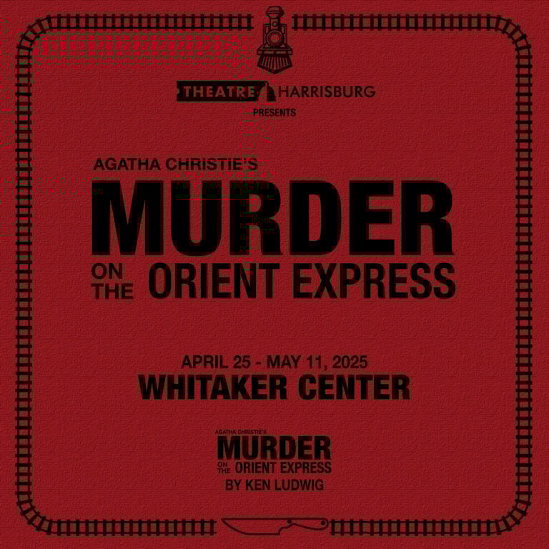 red background with "murder on the orient express" in black letters